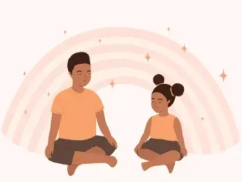 Cartoon of Children at a Meditation Class