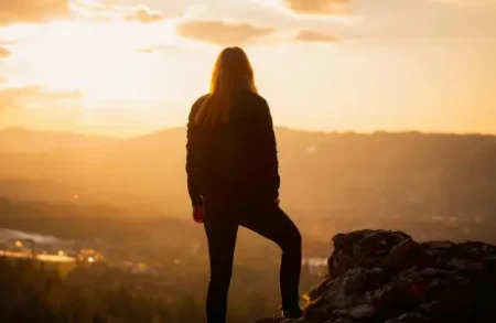 Meditation Class Glencairn -Woman looking at the dawn